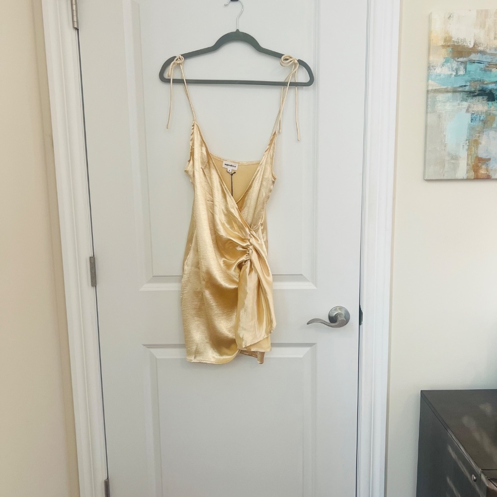 Superdown Lennie Wrap Dress - Champagne, Size S - Sold Out Style! - Picture 4 of 7